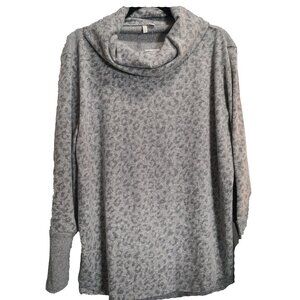Cato Women's Plus Leopard Print Cowl Neck Sweater